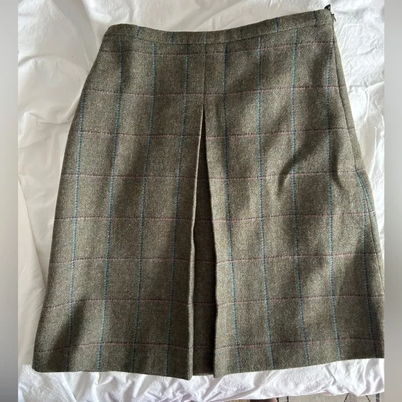 Brooks Brothers green Tweed Suit Women Wool Blazer Jacket Skirt Matching Set
